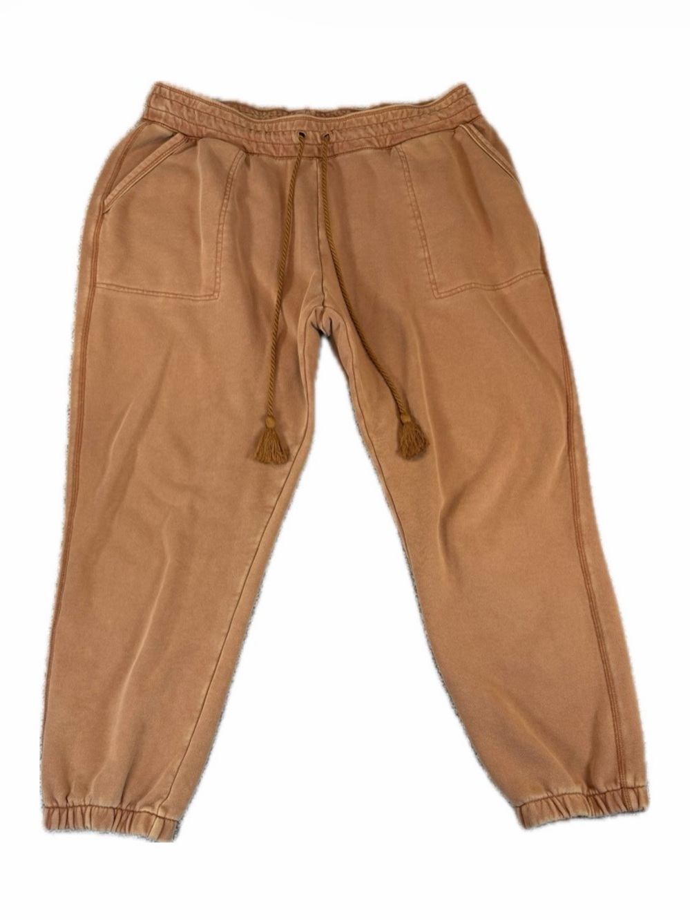 Daily Practice by Anthropologie Tasseled Burnt Orange Joggers Mineral Wash 1X